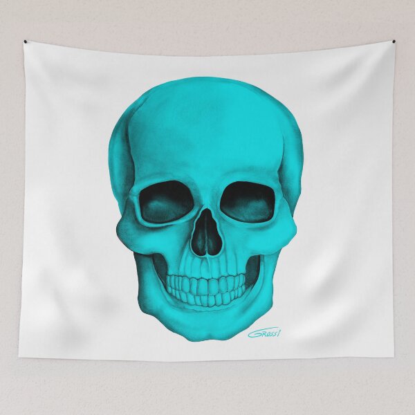 Item preview, Turquoise Skull (On White Background) designed and sold by GDGCreations.