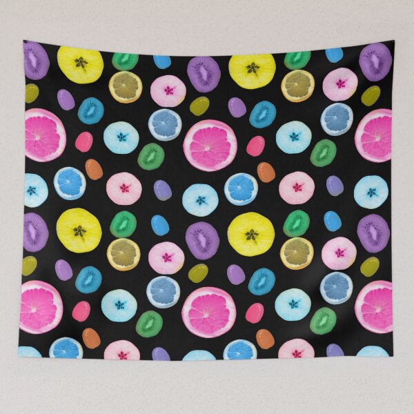 Item preview, decorative fantastic fruits on a black background designed and sold by sonaadalian.