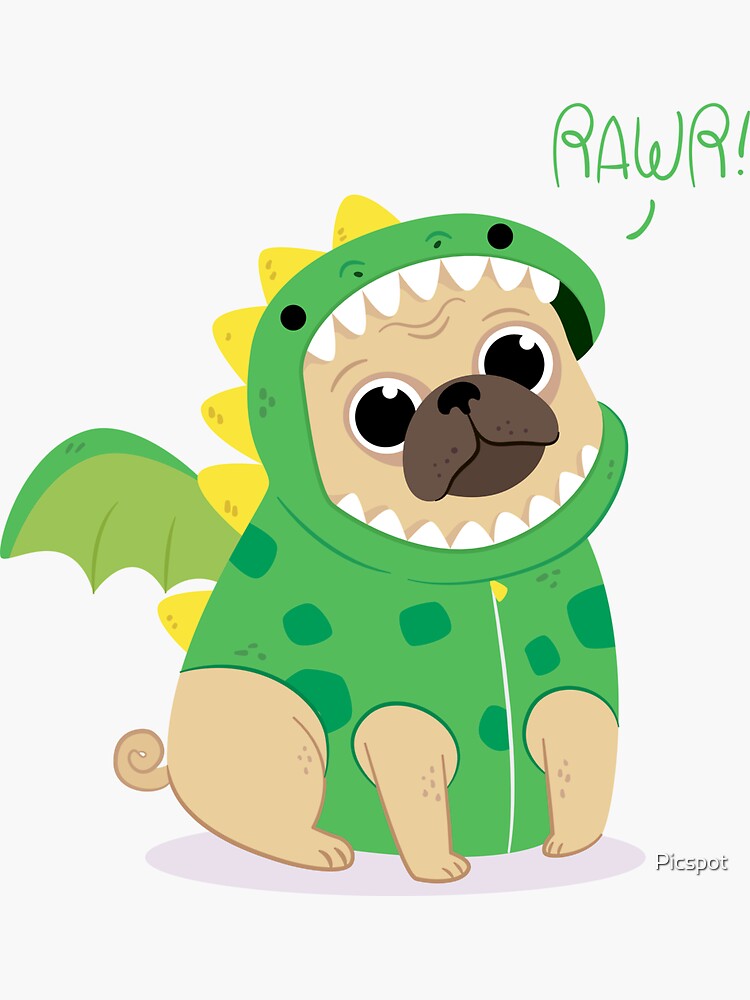 "PUG DRAGON DESIGN " Sticker for Sale by Picspot | Redbubble