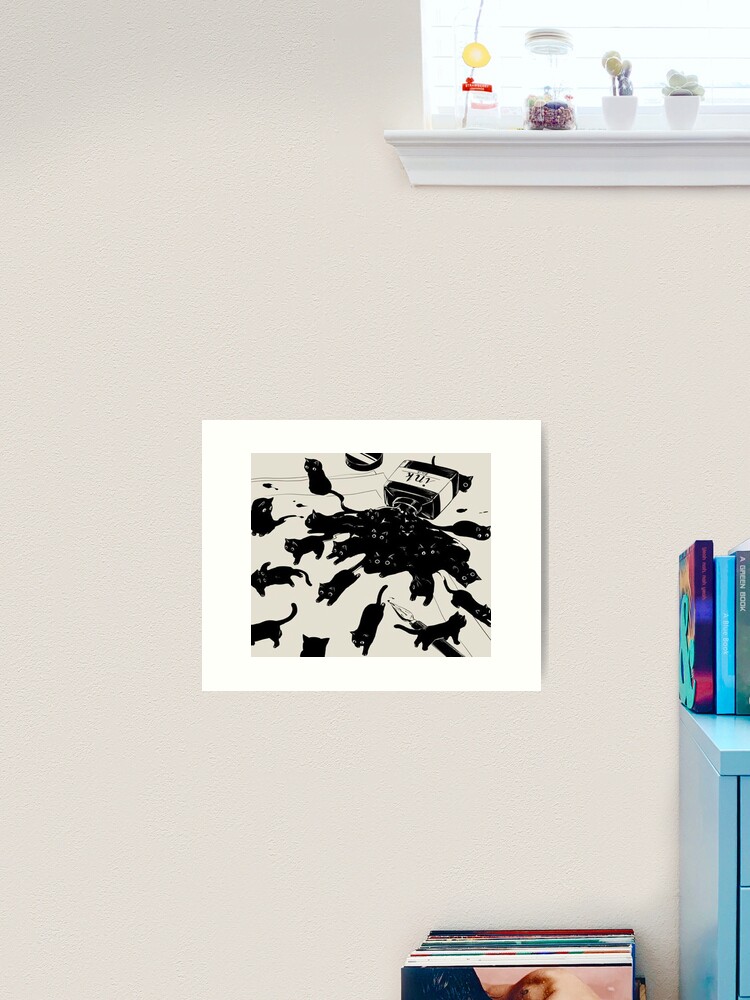 Aperçu 2 sur 3. Impression artistique avec l'œuvre Motif chat abstrait géométrique créée et vendue par Omeris.