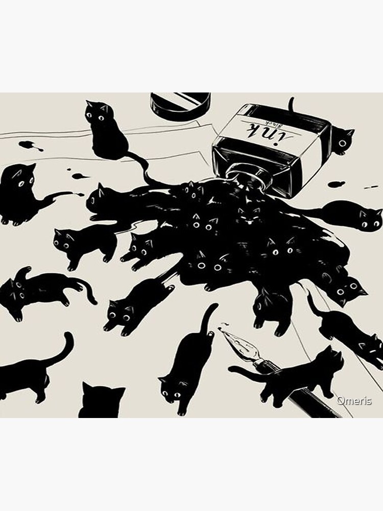 Aperçu 3 sur 3. Impression artistique avec l'œuvre Motif chat abstrait géométrique créée et vendue par Omeris.