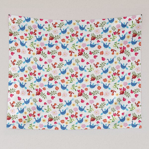 Item preview, pomegranates and birds, bright pattern designed and sold by sonaadalian.