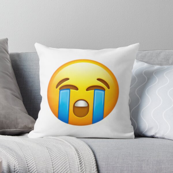 Loudly Crying Face Emoji Throw Pillow