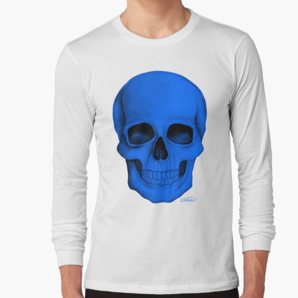 t-shirt print with blue skull on white 7883972 Vector Art at Vecteezy