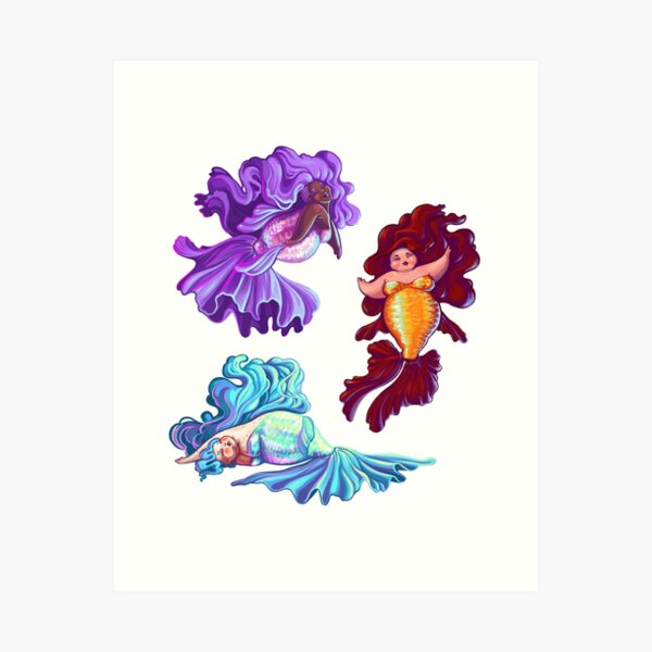 Curvy Mermaid Pack Art Print
