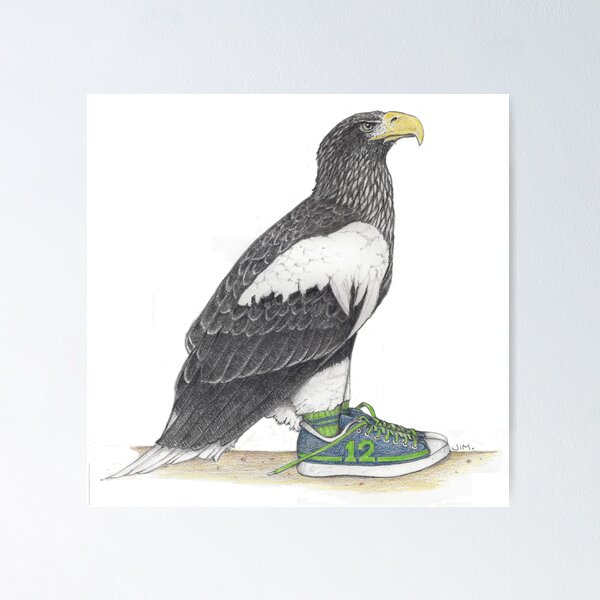 Item preview, Seahawk in fan shoes designed and sold by JimsBirds.