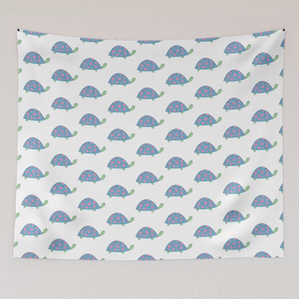 Item preview, Turtle with Flower Shell: Blue and Pink designed and sold by kookadesigns.