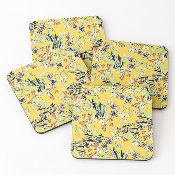 Item preview, Tropical Leaves and Flowers Yellow Tropical Paradise designed and sold by mythandframe.
