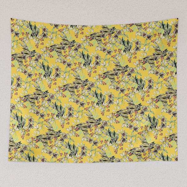 Item preview, Tropical Leaves and Flowers Yellow Tropical Paradise designed and sold by mythandframe.