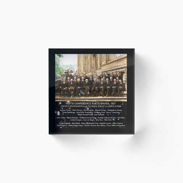 1927 Solvay Conference (spacetime bg), posters, prints Acrylic Block