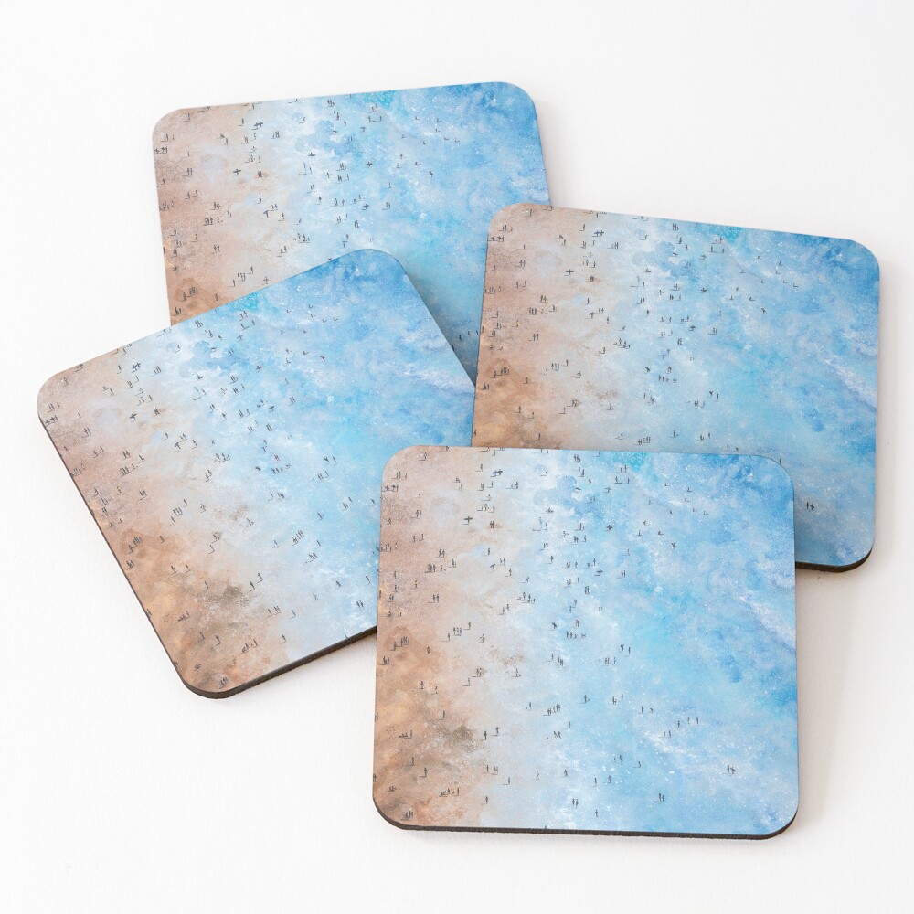 Along Fistral Beach, Newquay Cornwall Art Coasters (Set of 4)