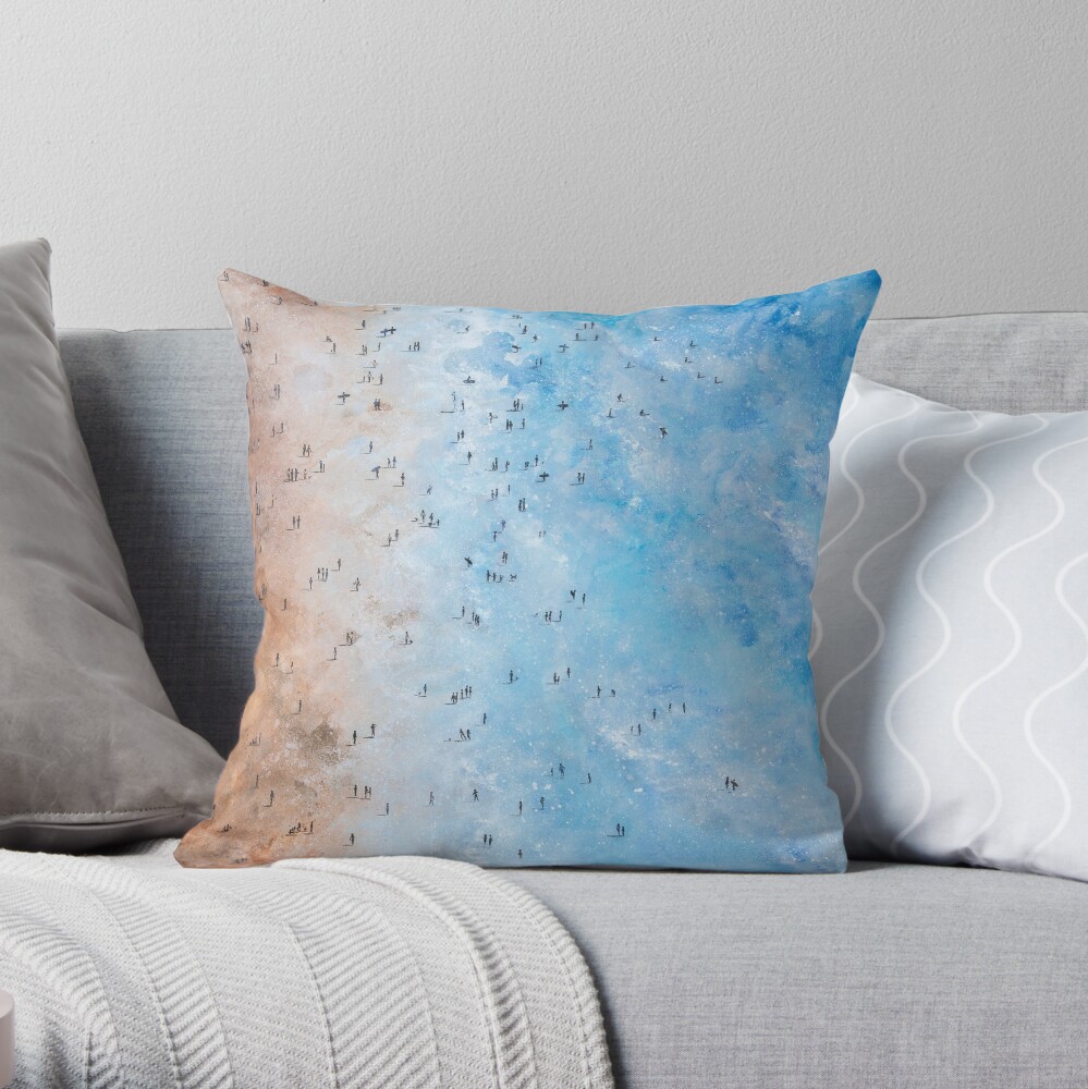 Along Fistral Beach, Newquay Cornwall Art Throw Pillow