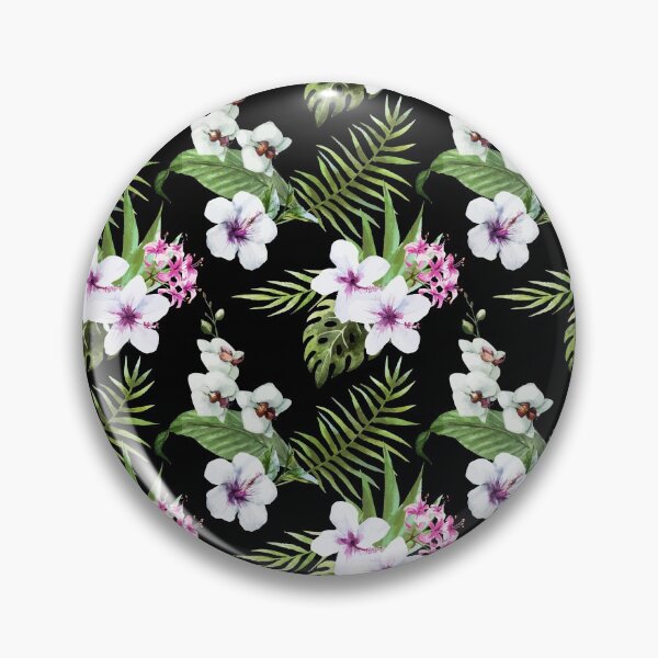 Item preview, Summer Island White Hibiscus Palm Frans Print Pattern designed and sold by christianadams.