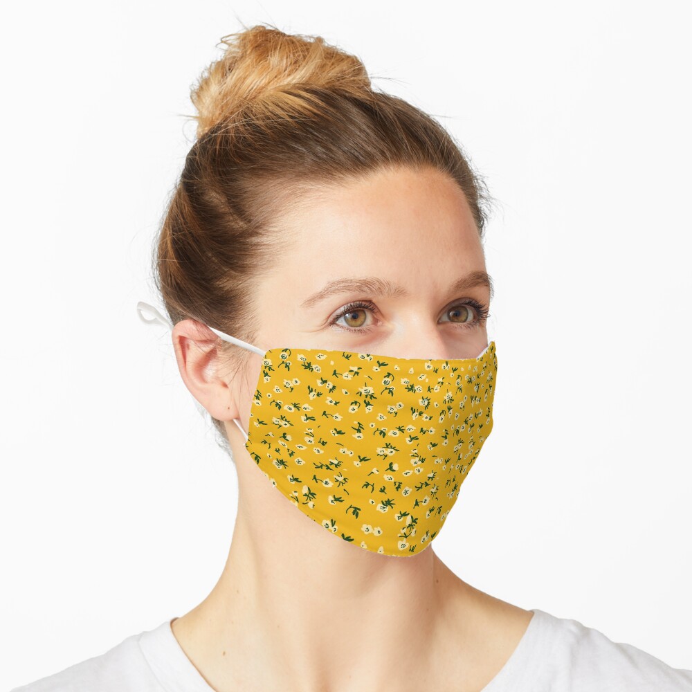 yellow floral mask