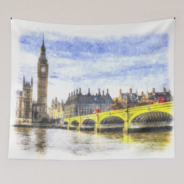Item preview, Westminster Bridge And London Buses Art designed and sold by Londonimages.