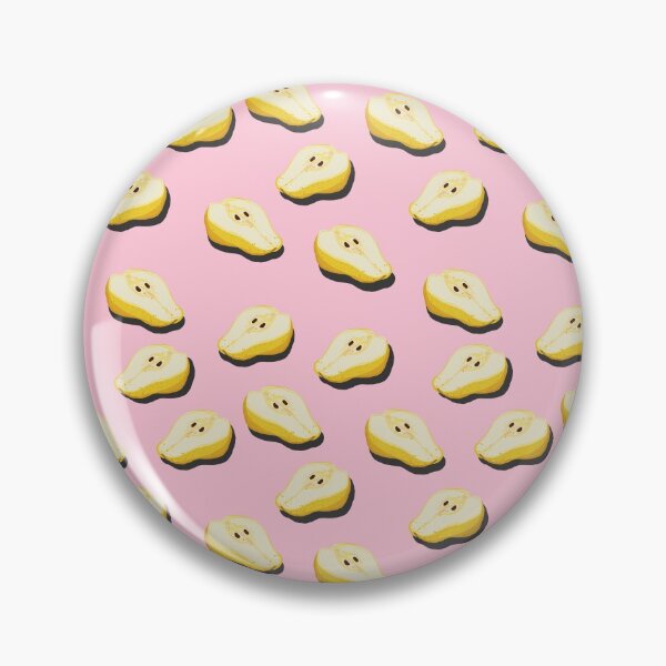 Item preview, Cutaway pear top view pop art with shadow seamless pattern on pink background. designed and sold by NataPrando.