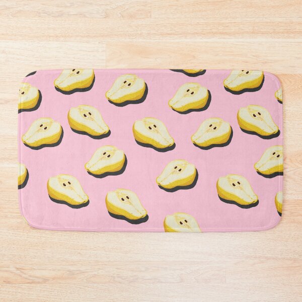 Item preview, Cutaway pear top view pop art with shadow seamless pattern on pink background. designed and sold by NataPrando.
