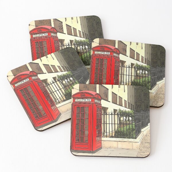 red telephone box in London Coasters (Set of 4)