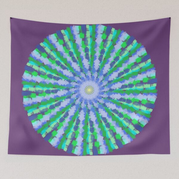 Item preview, Artsy Cubed and Circular Geometric Design in Soothing Blues and Greens designed and sold by ALifeSavored.