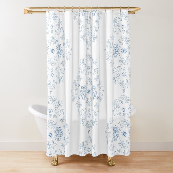 Blue Toile Pattern Shower Curtain