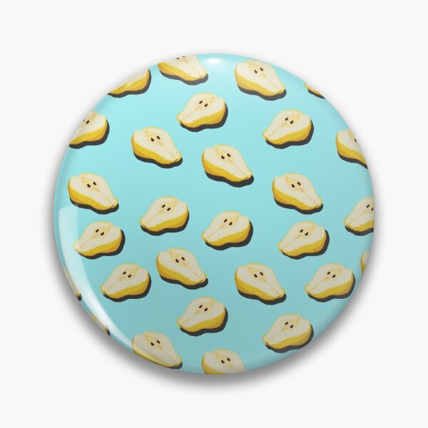 Item preview, Cutaway pear top view pop art with shadow seamless pattern on turquoise background. designed and sold by NataPrando.