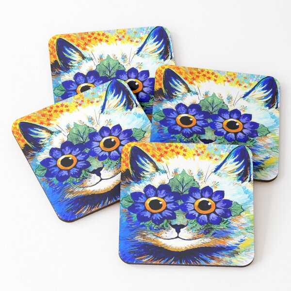 Item preview, FLOWERED CAT : Vintage Psychedelic Abstract Louis Wain Print designed and sold by posterbobs.