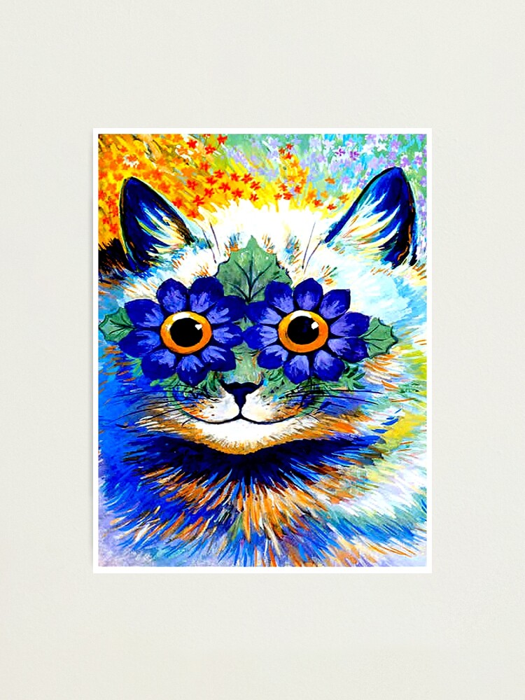 Louis Wain Blue Gothic Kaleidoscope Cat 8 Art Print