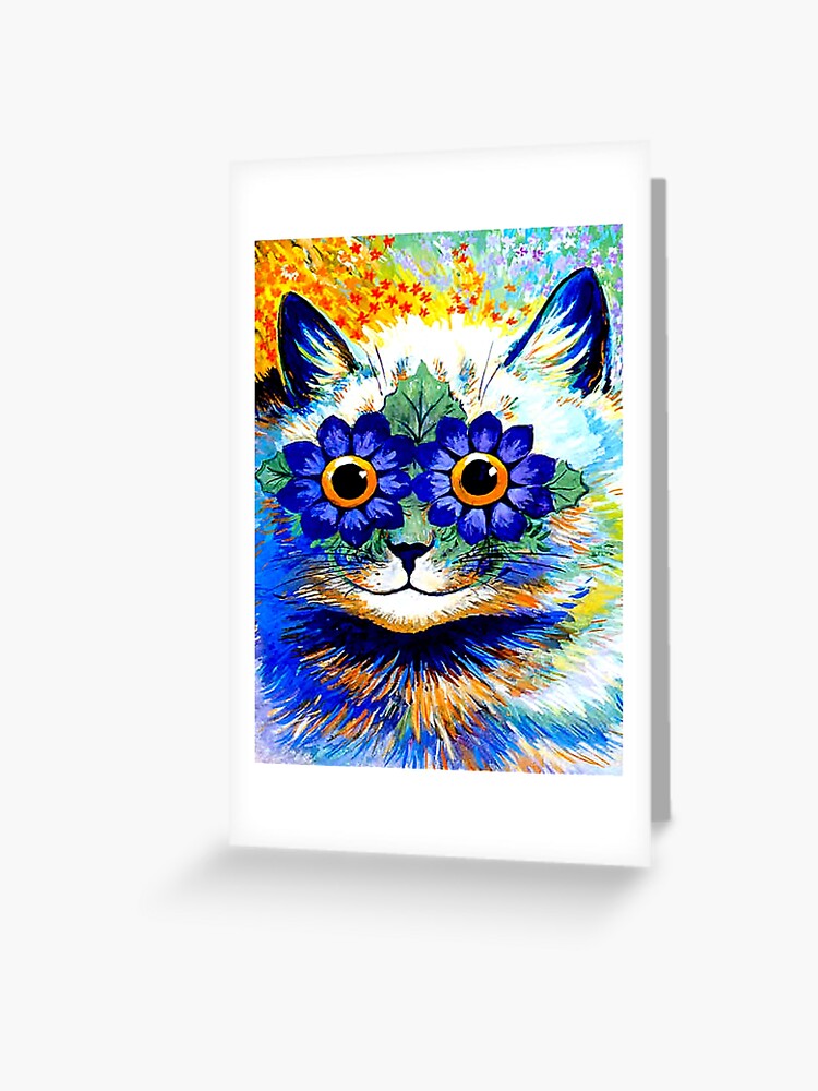 PSYCHEDELIC COLORFUL LOUIS WAIN PAINTING WILD CAT DESIGN ART REAL CANVAS  PRINT