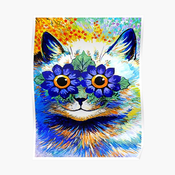 Printable Gothic style Cat by Louis Wain - weird, psychedelic, mad art