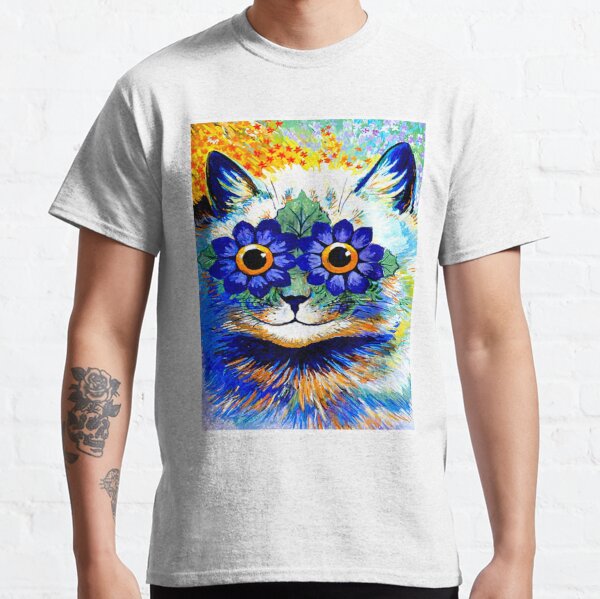 FLOWERED CAT : Vintage Psychedelic Abstract Louis Wain Print Classic T-Shirt