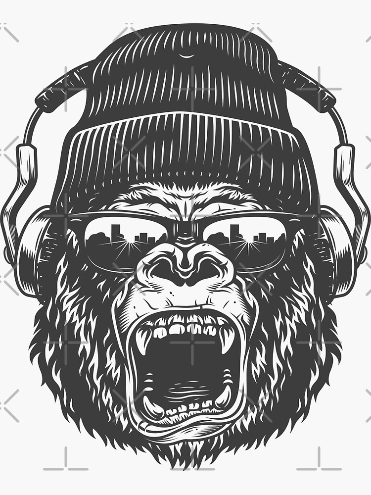 Gorilla with headphones by cartoonxxx