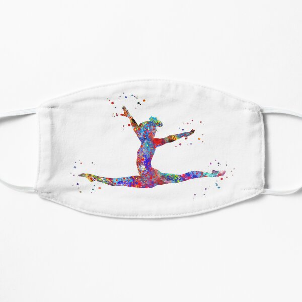Gymnastics girl, watercolor gymnastics Flat Mask