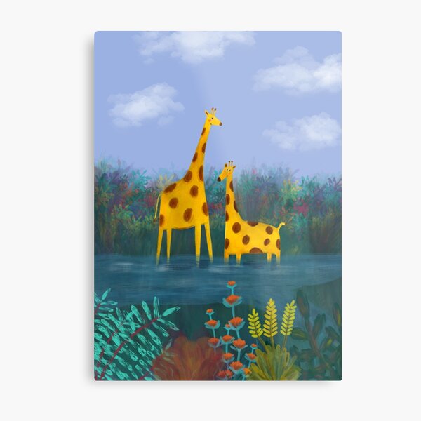 Giraffe family Metal Print