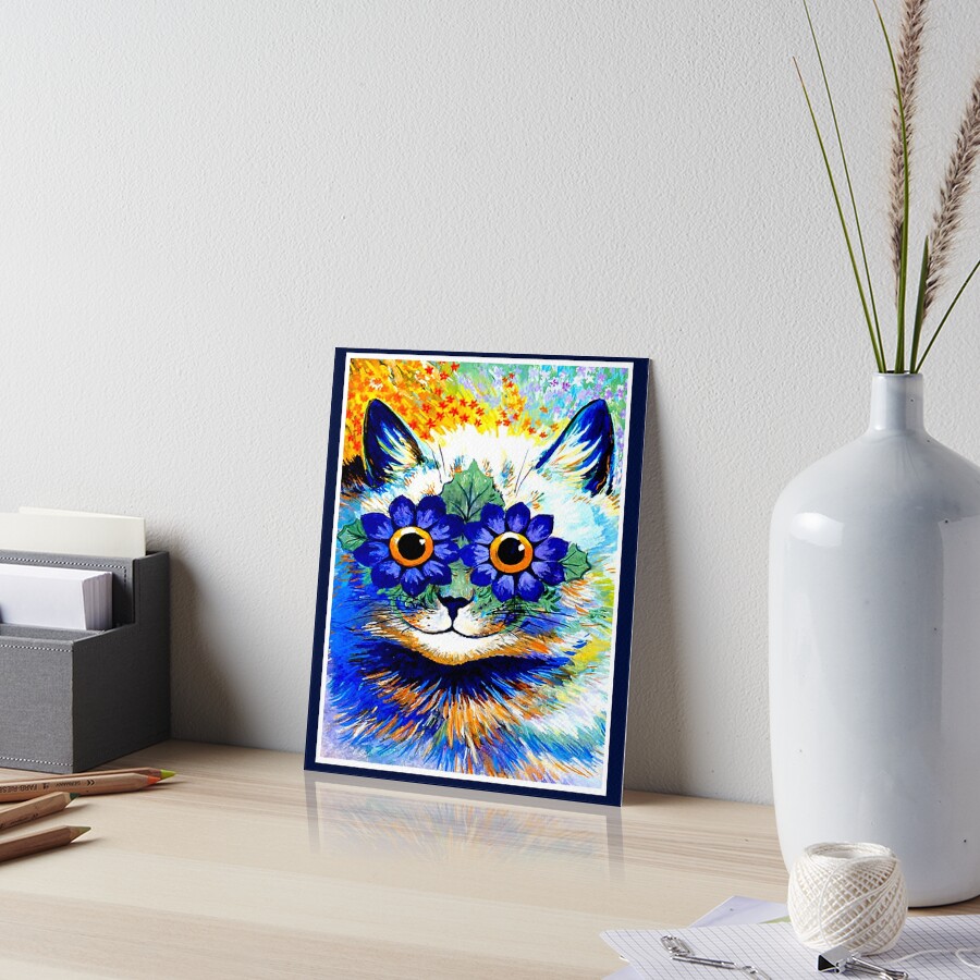 FLOWERED CAT : Vintage Psychedelic Abstract Louis Wain Print Art Board Print