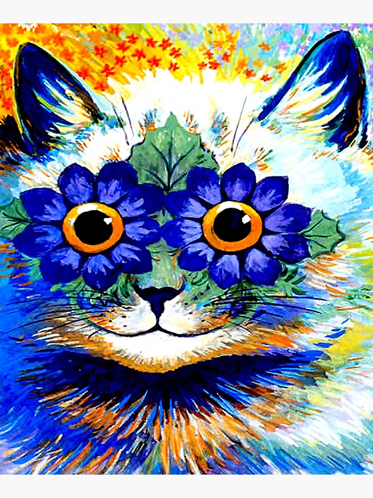 FLOWERED CAT : Vintage Psychedelic Abstract Louis Wain Print by posterbobs