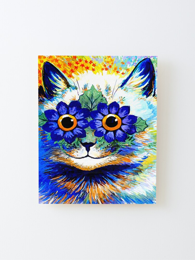 Alternate view of FLOWERED CAT : Vintage Psychedelic Abstract Louis Wain Print Mounted Print