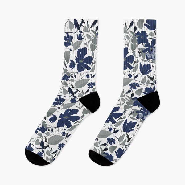 Item preview, Navy Watercolor Clematis designed and sold by StudioPosies.
