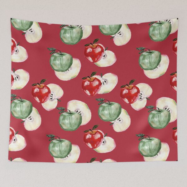 Item preview, Hand drawn seamless pattern with green, red apples and slices of apples. designed and sold by NataPrando.