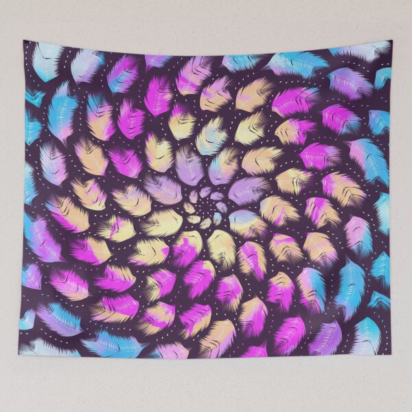 Item preview, Dark -  Boho Rainbow Feathers Mandala - Iridescent Dreamcatcher 2 designed and sold by AnanasArt.
