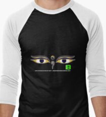 Crunk Eco Wear | Be Green Records Merch | Buddha Eyes 33 Men's Baseball ¾ T-Shirt