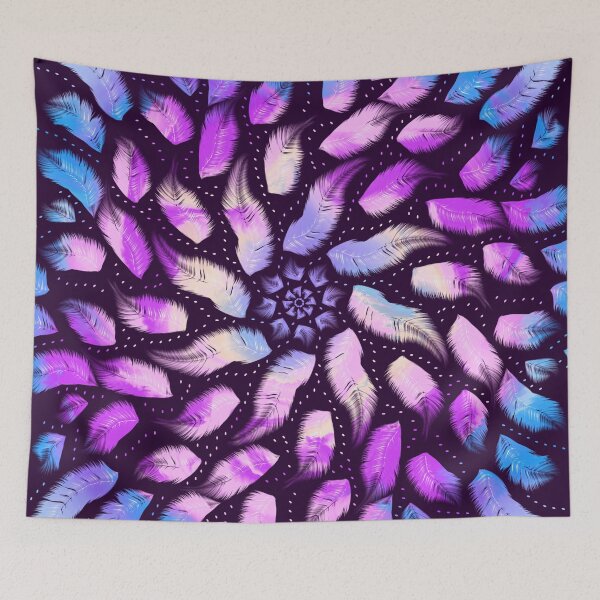 Item preview, Dark -  Boho Rainbow Feathers Mandala - Iridescent Dreamcatcher 4 - Space - Universe designed and sold by AnanasArt.