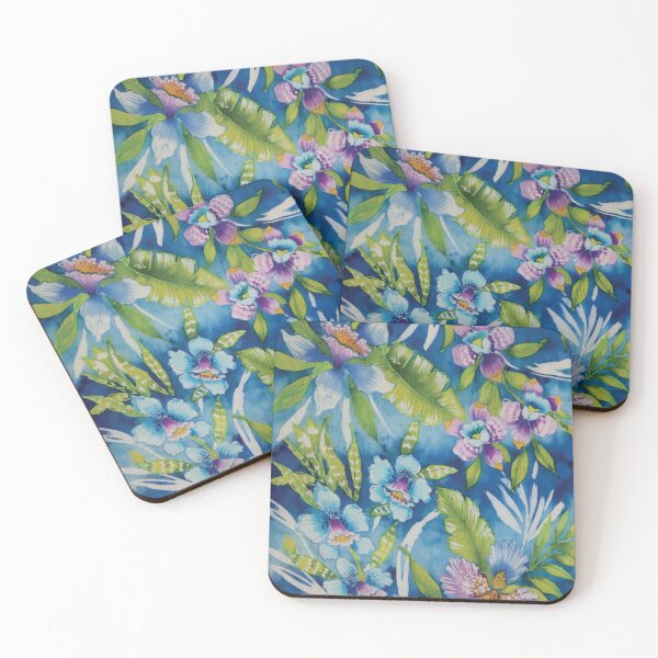 Item preview, Orchids On Watery Blue designed and sold by Leslie Rogers Todder.