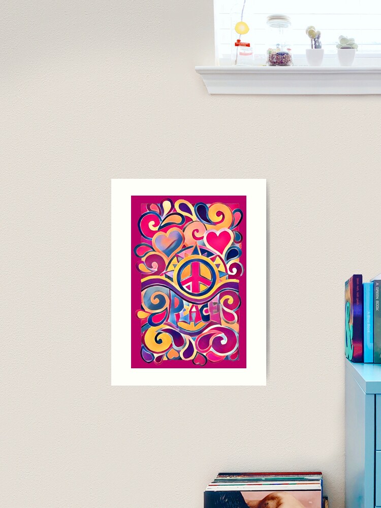 Peace and Love Hippie Retro Art Art Print for Sale by Alondra