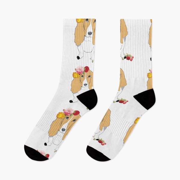 Item preview, Basset Hound Dogs Love Roses designed and sold by LizzyizzyDesign.