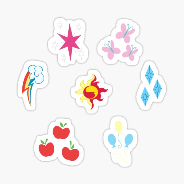 Item preview, Elements of Harmony (7) Stars Rainbow Butterfly Diamond Ballons Apples Sun Fire MLP Cutie Mark Sign v2 designed and sold by ariados4711.