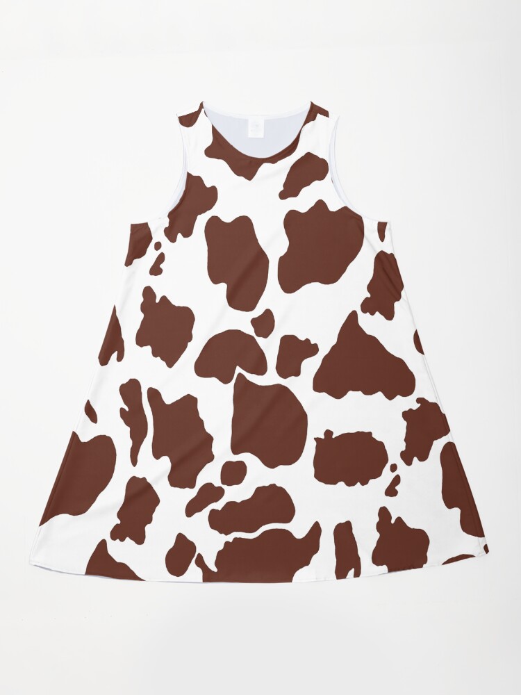 Brown Cow Skin Pattern Cow A-Line Dress Brown Cow Skin Pattern Cow A-Line Dress