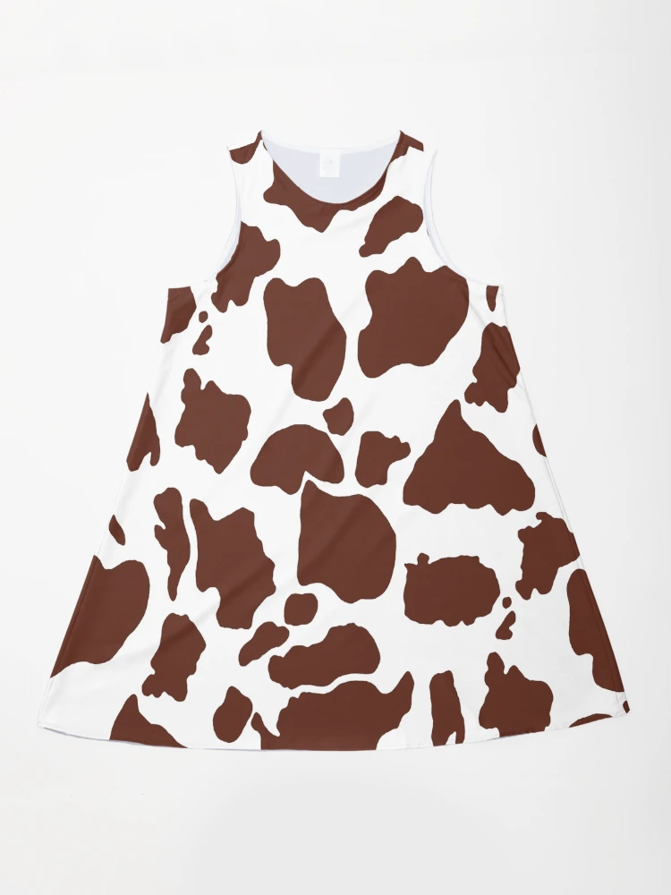 Brown Cow Skin Pattern Cow A-Line Dress