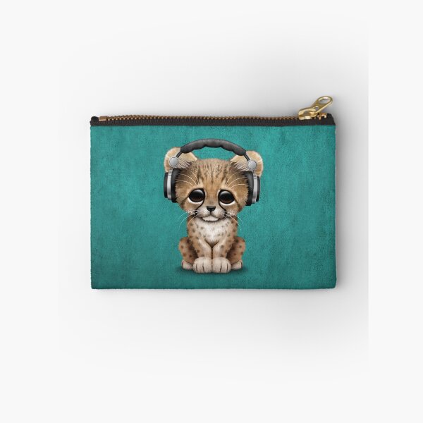 Item preview, Cute Cheetah Cub Dj Wearing Headphones on Blue designed and sold by JeffBartels.