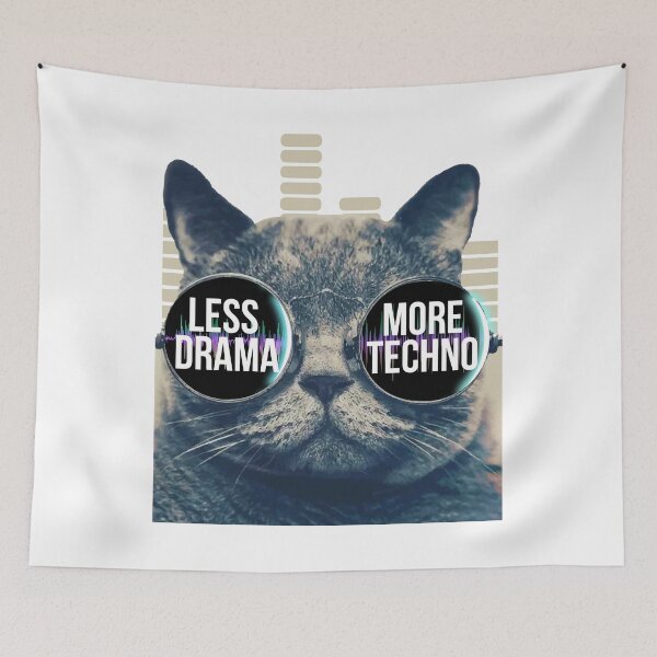 Item preview, Less Drama More Techno Techno Beats Sunglasses Cat designed and sold by noirty.