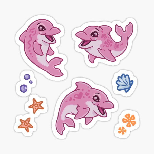 Happy Girls Pink Dolphin Sticker
